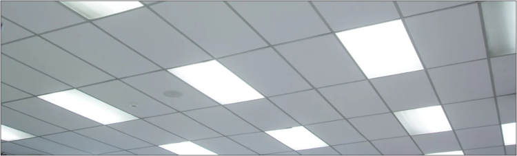 Typical ceiling office lights in a drop-ceiling