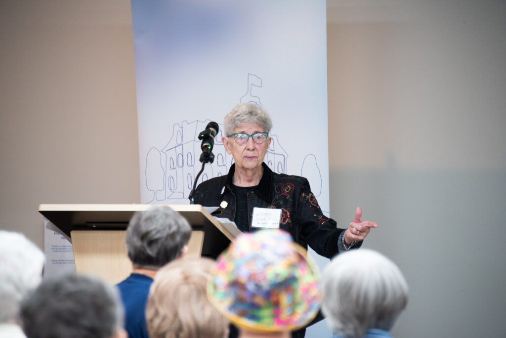 LHSC retiree Joyce Hawkins sharing stories from her time at the Victoria Hospital School of Nursing as well as her work in General Surgery and the Emergency Department at LHSC.