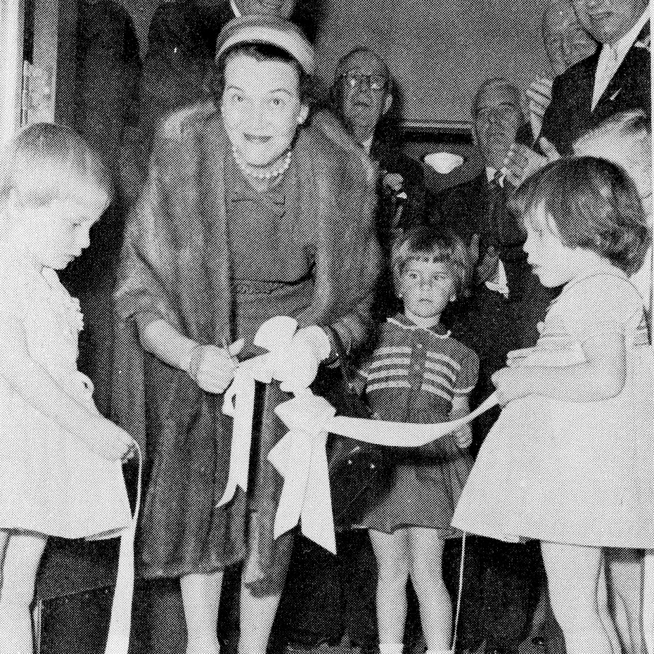 Official Opening of Cancer Clinic’s New Addition

Mrs. Donald Ness cutting the ribbon, assisted by children of Clinic Doctors.