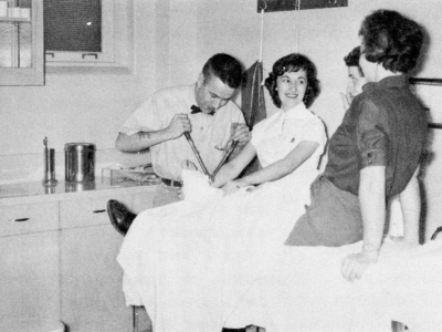 A corner of the plaster room is featured here from the Emergency Department at Victoria Hospital (South Street location) in 1960. 
