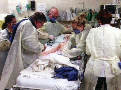 Above: The medical team at Children’s Hospital ED was able to perfect their crisis management skills during a simulated medical emergency in their work environment in 2016. Each year, the team in the Children’s ED provides care through 47,000 visits for approximately 36,000 patients.