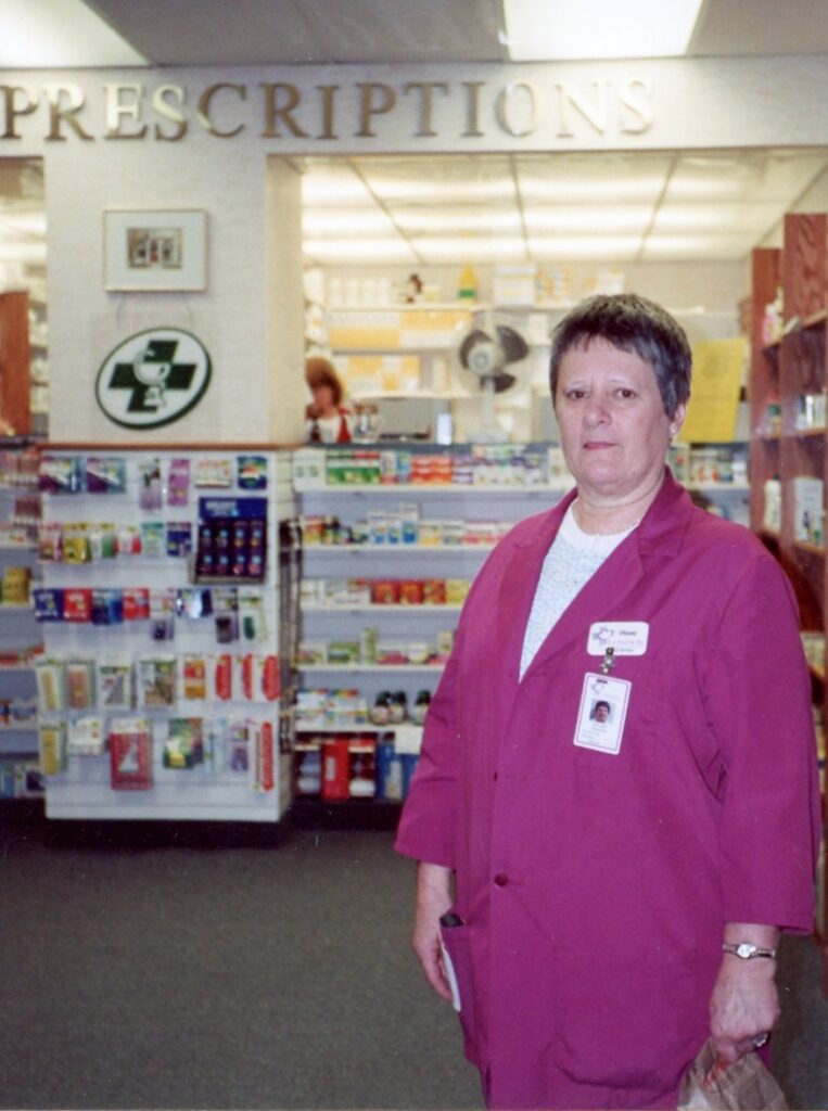 Diane Kincaid poses for a photo outside the University Hospital Pharmacy during the early 2000’s.