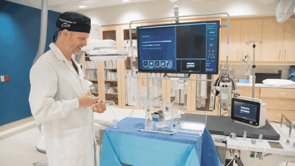 Dr. Cool demonstrating kidney cancer treatment