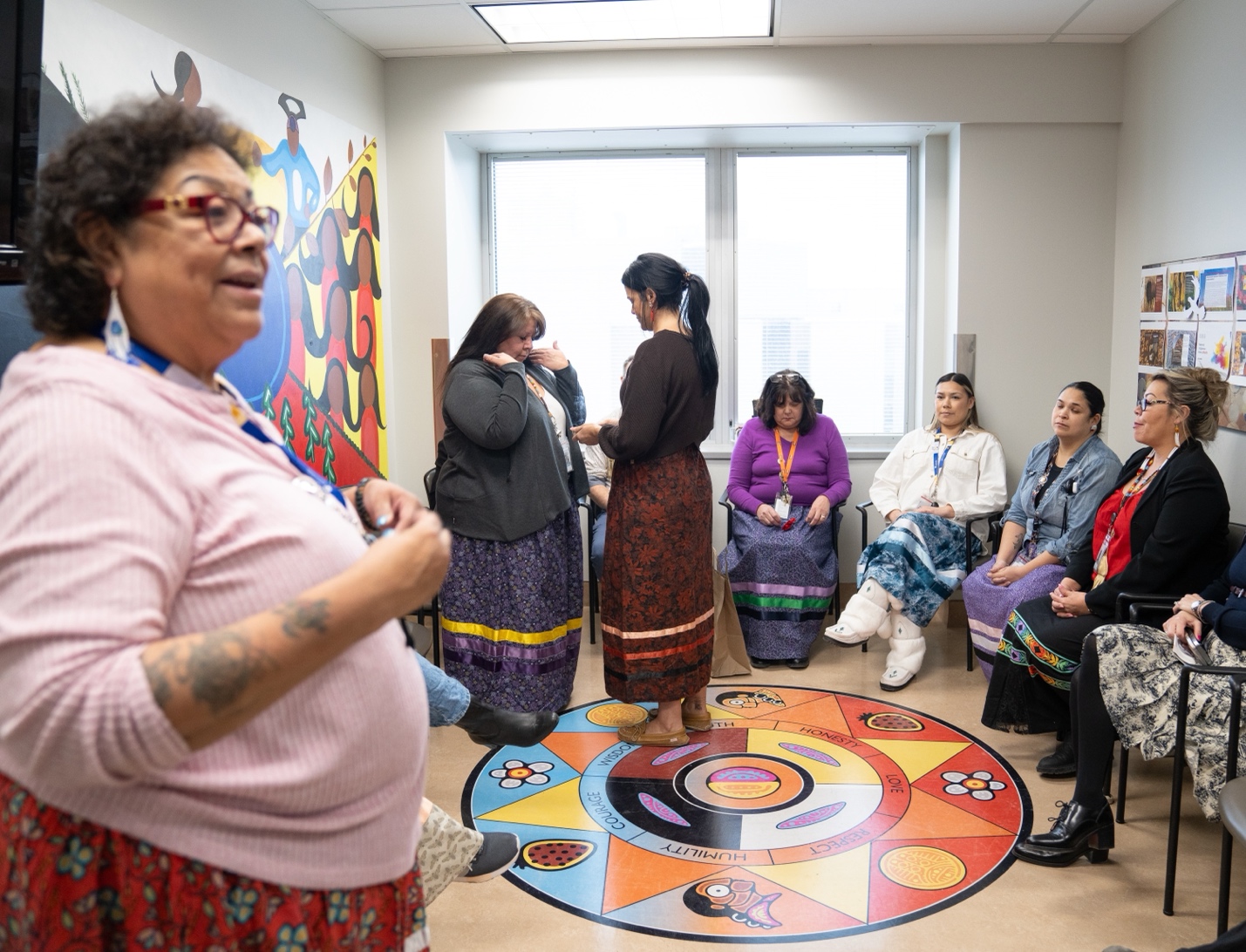 The Mental Health Indigenous Healing Space was opened with Elder Tracy Whiteye providing knowledge and wisdom while attendees had the opportunity to smudge.