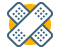 Cartoon icon of two Band-Aids forming an X in white, gray, and yellow.