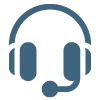 Headset with microphone icon.