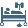 Icon with patient in hospital bed.