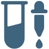 Half-filled test tube with dropper icon.