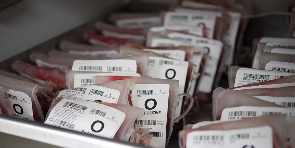 Red cells collected by Canadian Blood Services for transfusion