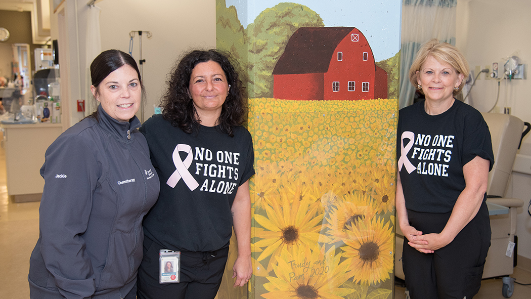 Image (left to right): Jacqueline Canning, Manager, Cancer Care; Liliana Di Cicco, Registered Nurse, Cancer Care; and Dawn MacKinnon, Registered Nurse, Cancer Care