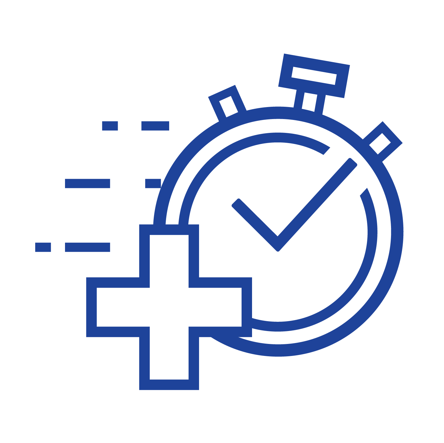 Icon of a stopwatch in motion behind a "+" symbol.