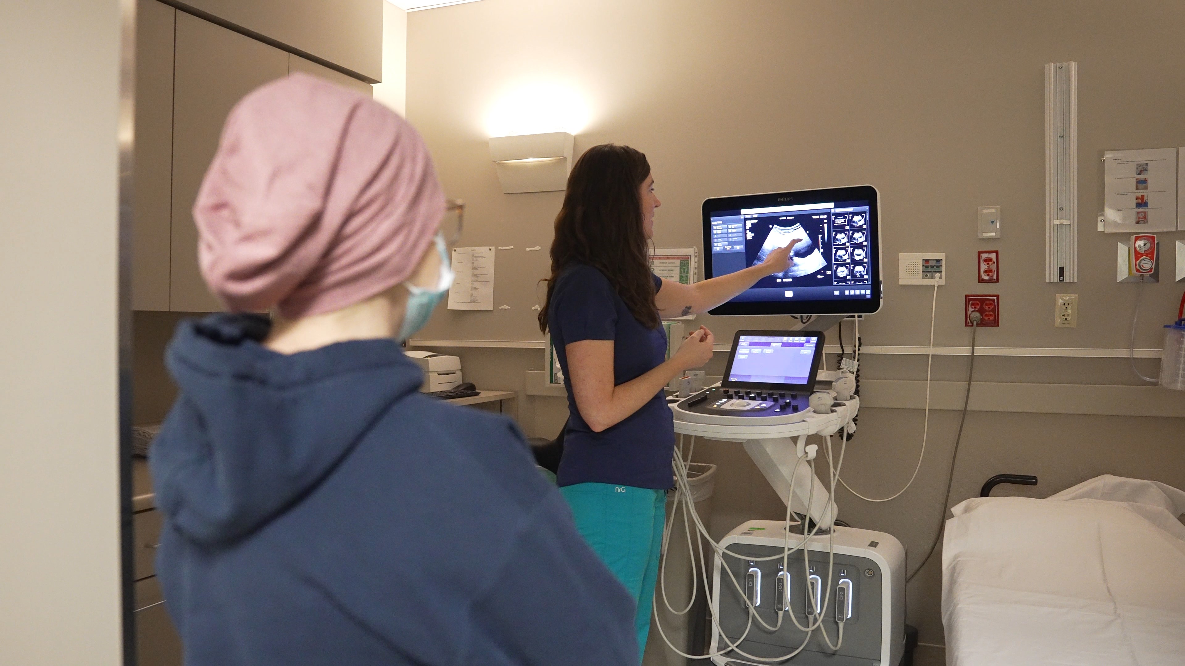 Andie Morrison getting an ultrasound tour