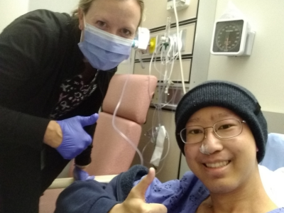 Anthony and nurse in hospital