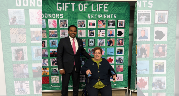 Dr. Gunaratnum is pictured with recipient Mary Ann Crossett