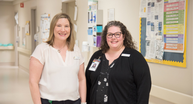 Tara Caslick, Operations Manager, Critical Care Trauma Centre, Victoria Hospital, and Lyndsey Reid-Jones, Operations Manager, Inpatient Medicine and Family Medicine Services, Victoria Hospital.