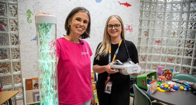 Child Life Specialist Nancy (left) with Nurse Practitioner Leah Ethier (right)