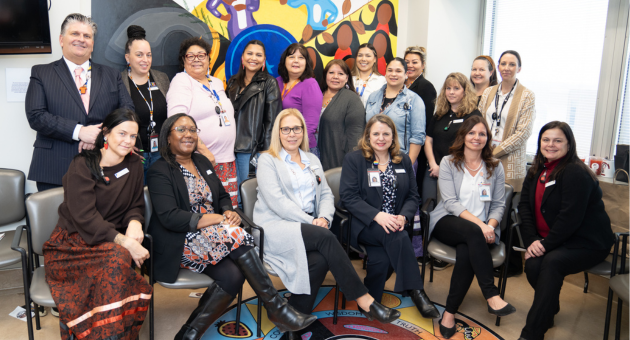 LHSC staff gather to celebrate the opening of the Mental Health Indigenous Healing Space.
