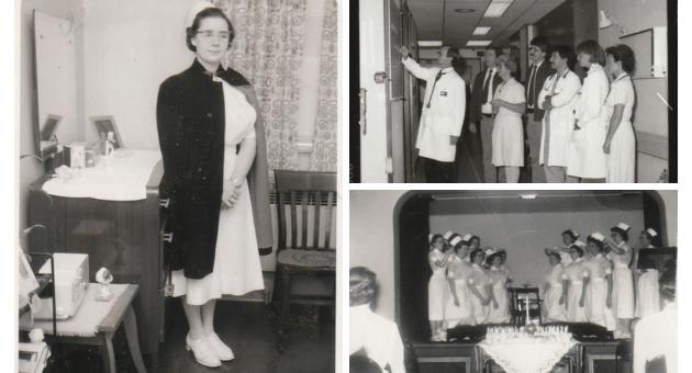 Collage of old photos of nurses from 1960s