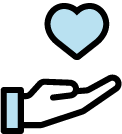 Icon of hand holding a heart.