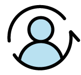 Icon of a person placed within a circle.