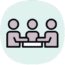 Icon of three people sitting at a table