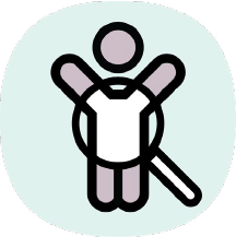 Icon of a person with a magnifying glass laying over their middle section.