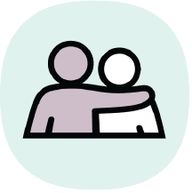 Icon of one person putting their arms around another
