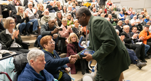 Mary Ann is presented with a special plaque from the Kidney Foundation of Canada