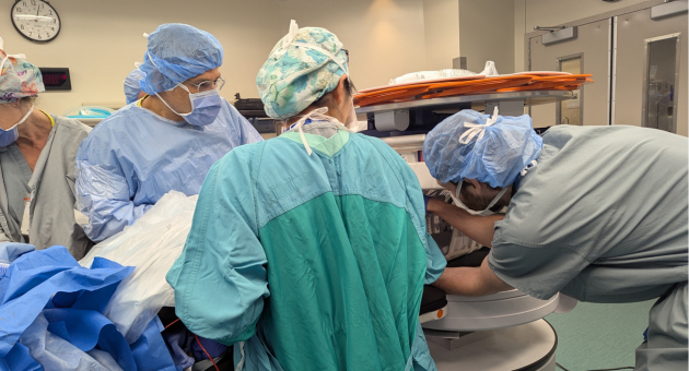 Portable MRI used in operating room