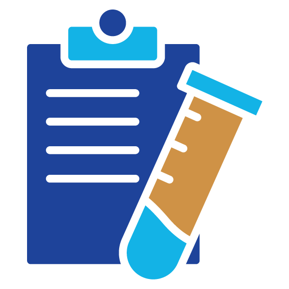 Icon of clipboard and a test tube.