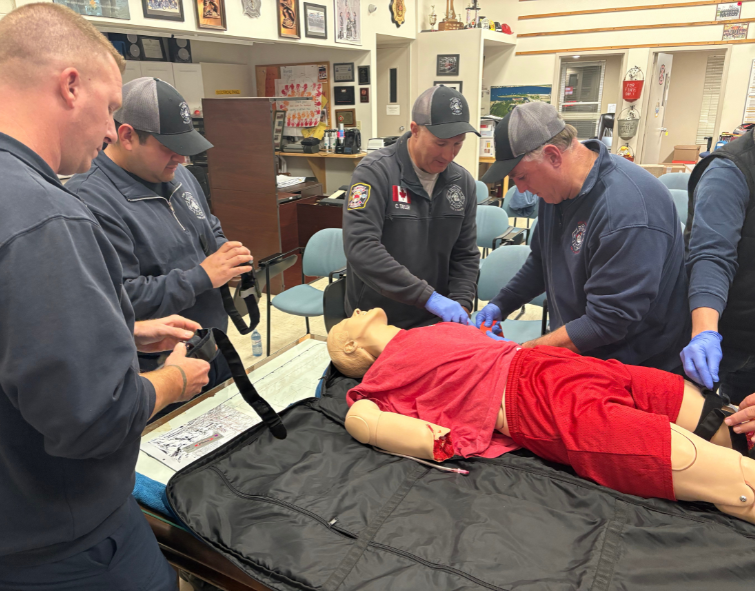 Fire fighters take part in the Stop the Bleed course