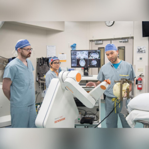 Image of robot used to assist in first deep brain stimulation surgery to treat epilepsy in Canada