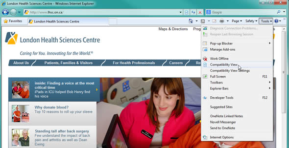 example of compatibility view in internet explorer