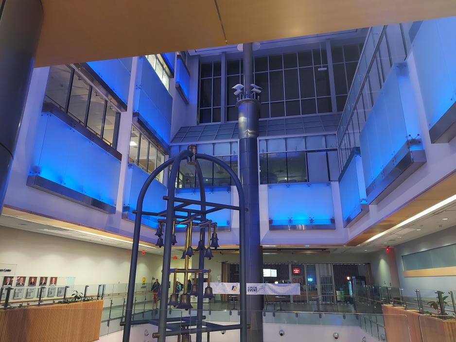 Blue lights atrium