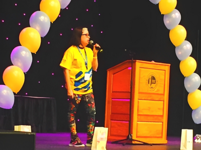Image: Deana Ruston, speaking at Western University’s Relay for Life event.