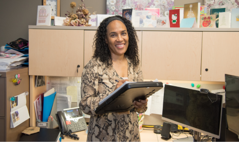 Dr. Michelle Barton-Forbes is pictured in her office