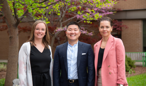 From left: Ashley Hammond, Clinical Nurse Specialist, Adolescent & Young Adult Oncology Program at LHSC with Dr. Andrew Arifin, Radiation Oncologist and Dr. Marta Wilejto, Paediatric Hematologist and Oncologist – the Medical Directors of the program who were instrumental in the creation of the service at LHSC.