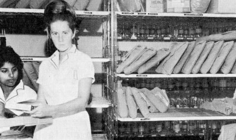 two female members of Central Supply room