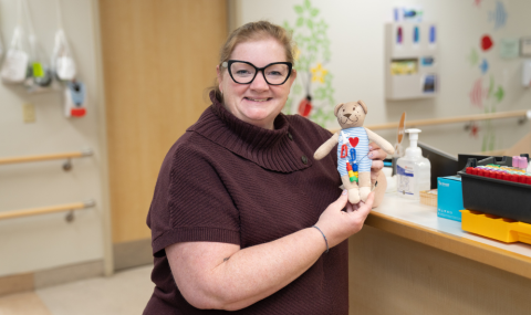 Sarah Lafond holding teddy bear 