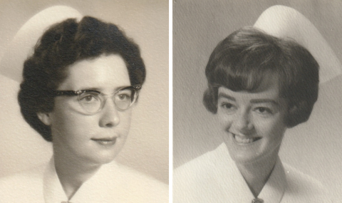 old photos of Joyce and Cheryl, 2 nurses