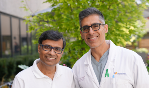 LHSC patient Raj Mittal is pictured with Medical Co-Director of LHSC's Multi-Organ Transplant Program, Dr. Dave Nagpal