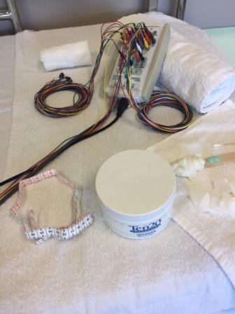 Electroencephalogram (EEG) test setup.