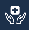Hands with medical cross icon