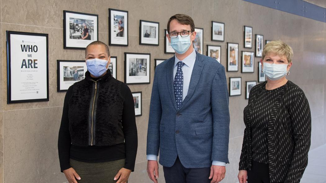 Dr. Jackie Schleifer Taylor, President and CEO, London Health Sciences Centre, (LHSC), Monte McNaughton, MPP and Phyllis Retty, LHSC Board Chair 