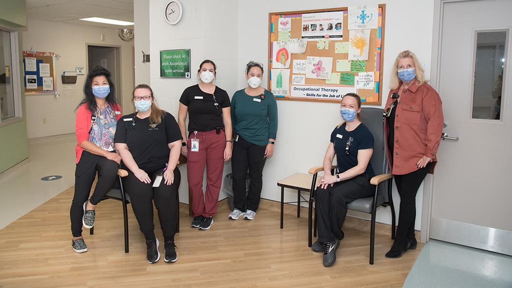 Occupational Therapists and Occupational Therapist Assistants from University Hospital (left to right): Joan Laxamana (OT), Shannon Mahoney (OTA), Jenna Vanden Eynde (OT), Rebecca Chin (OT), Cindy Fehr (OTA) and Carol Ann Whitney (OT).