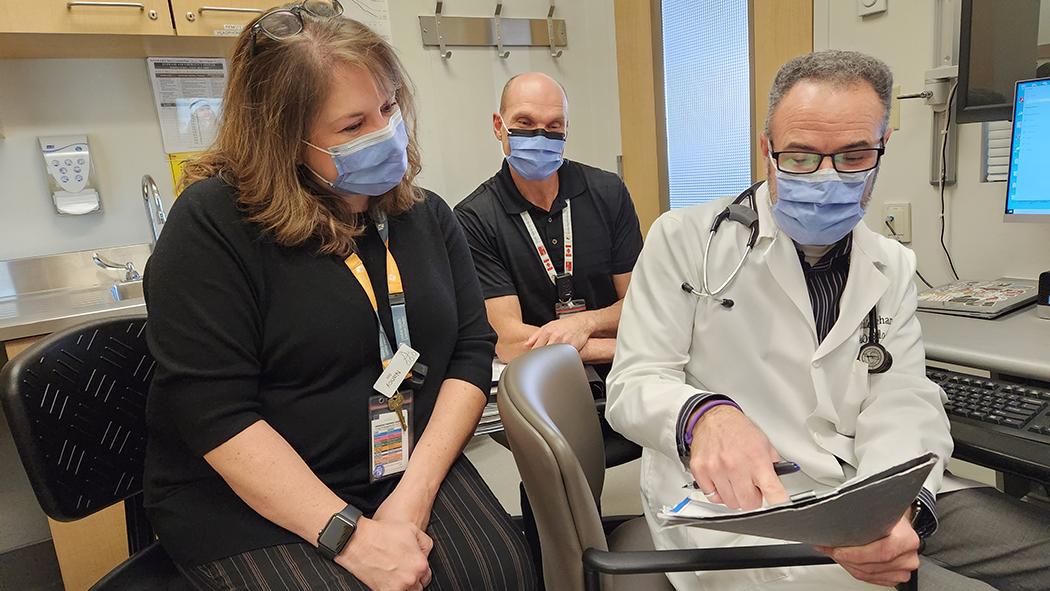 Photo: From left to right: Nancy Gregg, Patient Health Facilitator; James Mulligan, Dietitian; Dr. John Lenehan, Medical Oncology