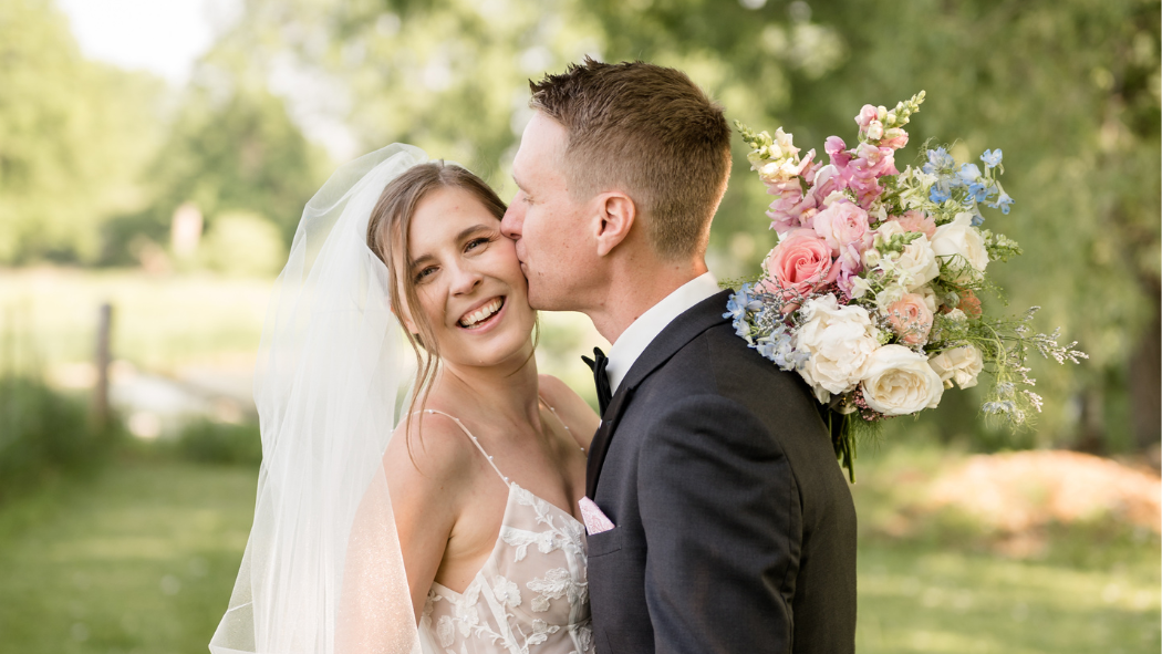 Sarah and Jim at their wedding. Photo credit: Zealand Photography.