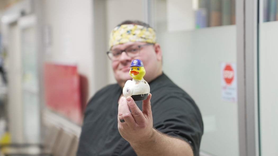 Jamie Sweetman with rubber duck