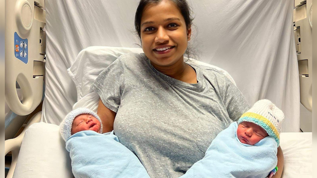 mom with newborn twins