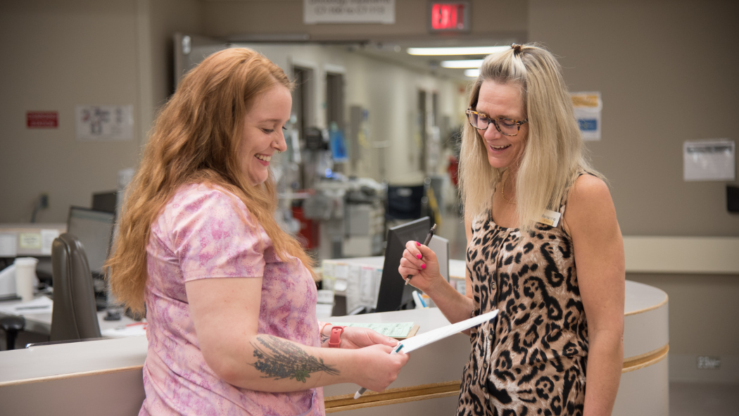 From left: Katelyn Mills, PSW and Marianne Den Otter, Dietetic Assistant